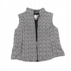 Van Heusen Black & White Chevron Quilted Vest | Zip Front | Size XL